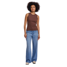 Load image into Gallery viewer, Woman wearing a brown tank top and blue jeans on a white background
