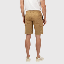 Load image into Gallery viewer, Rear view of lower half of model with cargo shorts and trainers 
