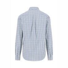 Load image into Gallery viewer, Blue and white checkered shirt on a white background
