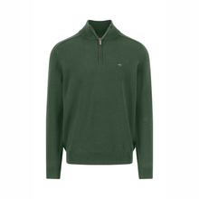 Load image into Gallery viewer, Green half-zip sweater on a white background
