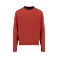 Load image into Gallery viewer, Red sweater with a small logo on a white background
