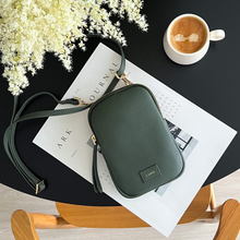 Load image into Gallery viewer, Landa Leather Cassia Phone Bag | Forest Green
