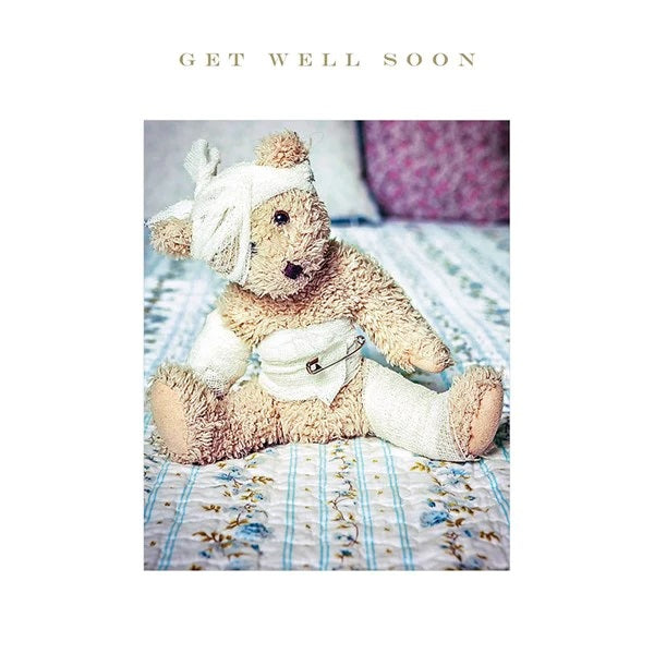 Teddy with Bandages Get Well Soon card | Susan O 'Hanlon Card