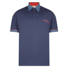 Load image into Gallery viewer, Navy Polo shirt with trim sleeve and collar 
