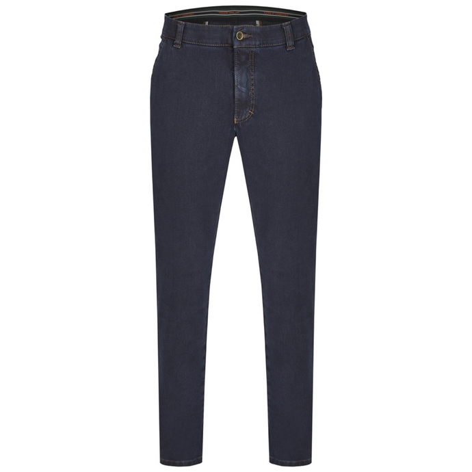 Dark blue jeans on a white background