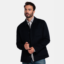 Load image into Gallery viewer, Man wearing a Navy jacket on a white background

