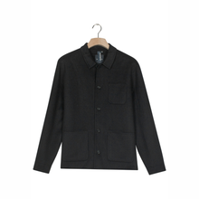 Load image into Gallery viewer, Navy jacket on a hanger against a white background
