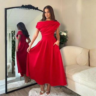 Girl In Mind Betty Asymmetric Red Dress