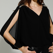 Load image into Gallery viewer, Goa Goa Chiffon Embellished Blouse with Cut Out Sleeves | Black
