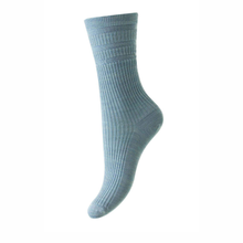 Load image into Gallery viewer, Light blue sock on a white background
