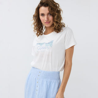 Esqualo T-shirt "Summer" | Off White Blue / Pink