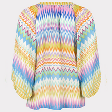 Load image into Gallery viewer, esqualo raglan blouse in multicolour print showing back off top
