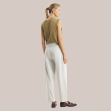 Load image into Gallery viewer, Model posing from the back, wearing Raffaello Rossi White Hanni 7/8, with a light grey background.
