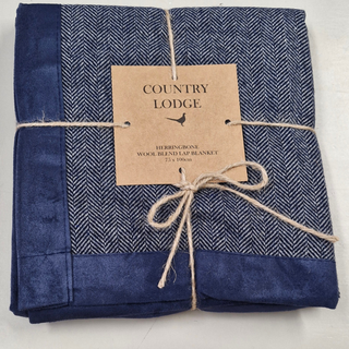 Shannon Herringbone Lap Blanket | Midnight Blue