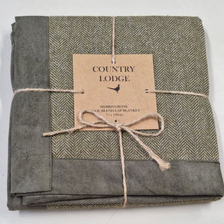 Donegal Herringbone Lap Blanket | Moss Green