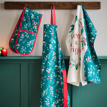 Load image into Gallery viewer, CL Christmas Holly &amp; Mistletoe Double Oven Glove

