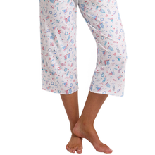 Load image into Gallery viewer, Capri pajama pants with a colorful pattern on a white background
