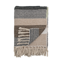 Load image into Gallery viewer, Textured woven blanket with fringes on a white background

