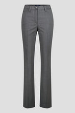 Load image into Gallery viewer, Front Image of Dark Grey Gardeur Trousers, high waist, slim straight leg , lightweight wool blend trouser
