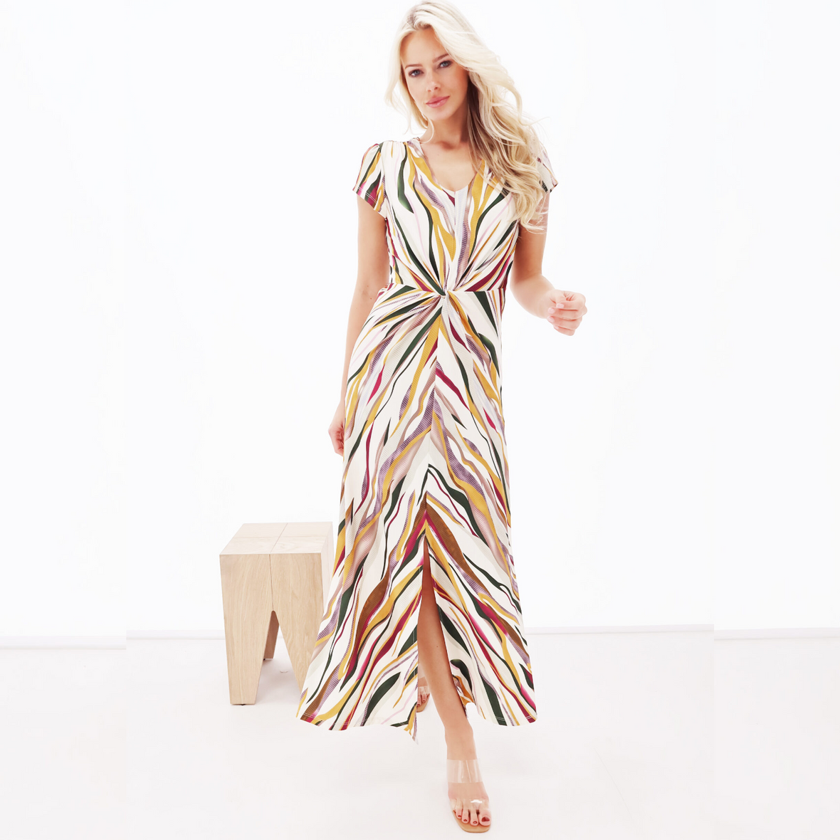 V Neck Maxi Dress | Multicolour