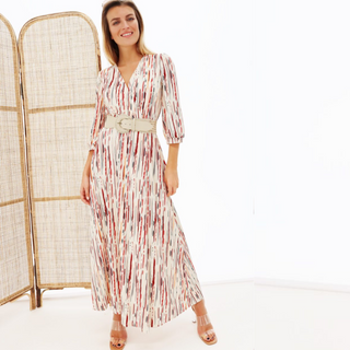 Crossover Belted Maxi Dress | Multicolour