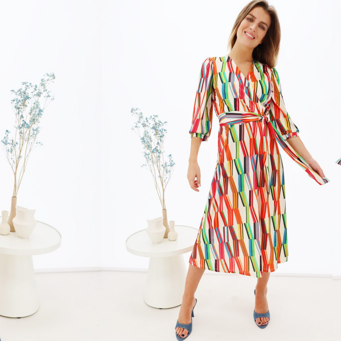 Crossover Midi Dress | Multicolour