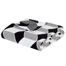 Load image into Gallery viewer, Knitted Cube Black &amp; Ecru Throw | 150cm x 180cm

