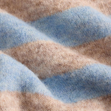 Load image into Gallery viewer, Close up of fabric on White Stuff Kate Knitted Stripe Tee, in a Natural Colour.
