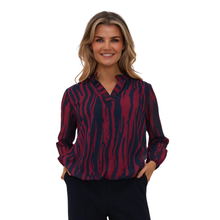 Load image into Gallery viewer, Model showcasing Kate &amp; Pippa Blouse in Navy/Berry
