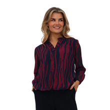 Load image into Gallery viewer, Model showcasing Kate &amp; Pippa Blouse in Navy/Berry
