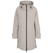 Load image into Gallery viewer, Light gray coat with a hood on a white background
