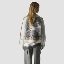 Load image into Gallery viewer, Rear of cardigan on MOdel 
