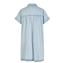 Load image into Gallery viewer, Light blue denim dress on a white background
