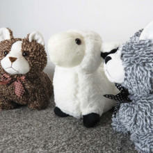 Load image into Gallery viewer, White Sheep Doorstop beside cat doorstops

