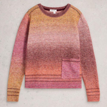 Load image into Gallery viewer, Gradient sweater with pink and orange colors on a light gray background
