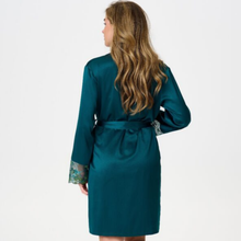 Load image into Gallery viewer, LingaDore Green Floral Lace Satin Kimono
