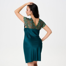 Load image into Gallery viewer, LingaDore Green Floral Lace Satin Chemise
