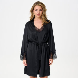 Lingadore Black Lace Satin Kimono