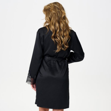 Load image into Gallery viewer, Lingadore Black Lace Satin Kimono
