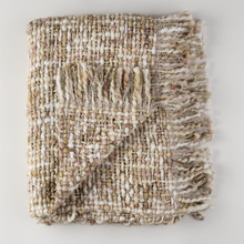 Load image into Gallery viewer, Textured throw blanket with fringes on a light gray background
