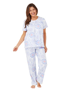 Marlon Geo Print Cotton Pyjamas | Blue