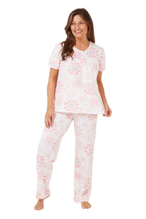 Marlon Geo Print Cotton Pyjamas | Pink