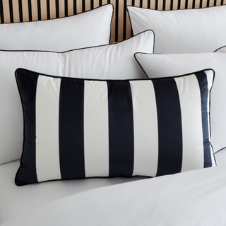 Monochrome Velvet Stripe Cushion | 40cm x 70cm