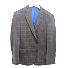 Load image into Gallery viewer, Gray checkered blazer on a white background
