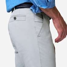 Load image into Gallery viewer, Light gray pants worn by a person with a blue shirt on a white background
