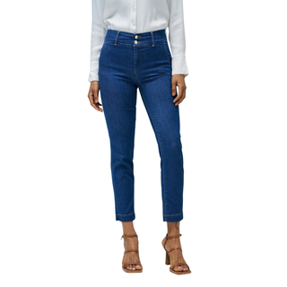 Front view of model wearing Salsa Secret Cropped Medium Rise, with a white background.