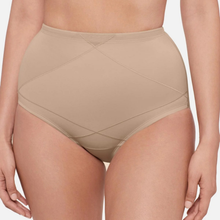 Load image into Gallery viewer, Beige high-waisted underwear on a plain background
