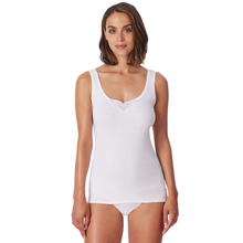 Load image into Gallery viewer, Woman wearing a white tank top on a white background
