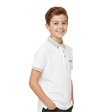 Load image into Gallery viewer, Model wearing Diesel Nixon Boys Polo Shirt, In white, With a white background.
