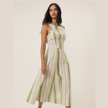 Load image into Gallery viewer, Woman wearing a striped dress on a plain background
